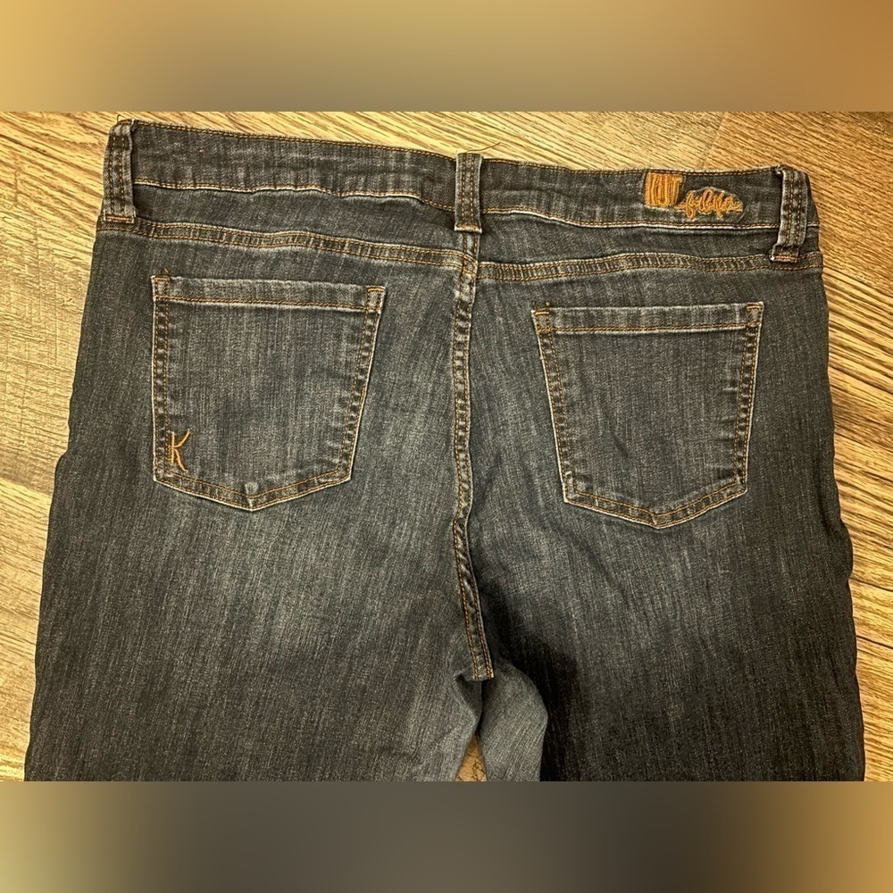 Kut From the Kloth‎ Bardot Crop Skinny Boyfriend Jeans Dark Cotton Wash Size 12 - Picture 10 of 11
